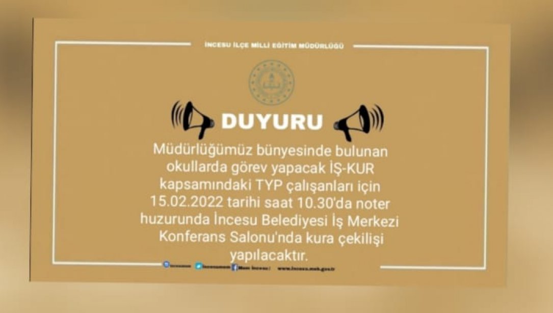 İŞ-KUR/TYP NOTER KURA ÇEKİMİ 
